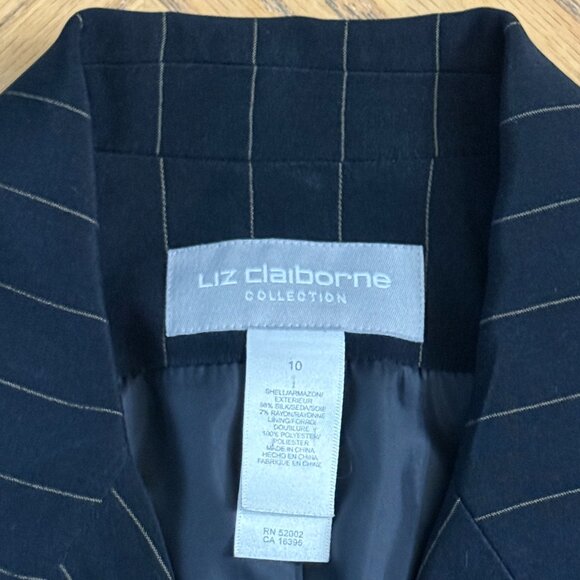 Liz Claiborne 2 Piece Pinstripe Silk Pant Suit Set Size 10 - Picture 2 of 16